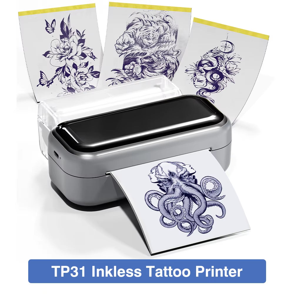 TP31 80Mm Tattoo Stencil Printer Thermal Tattoo Printer with Transfer Paper Wireless Bluetooth Mini Portable Printer DIY Artist