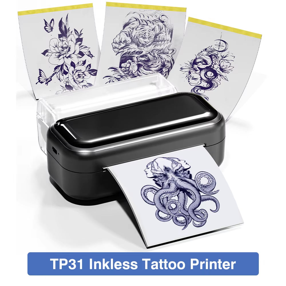 TP31 80Mm Tattoo Stencil Printer Thermal Tattoo Printer with Transfer Paper Wireless Bluetooth Mini Portable Printer DIY Artist