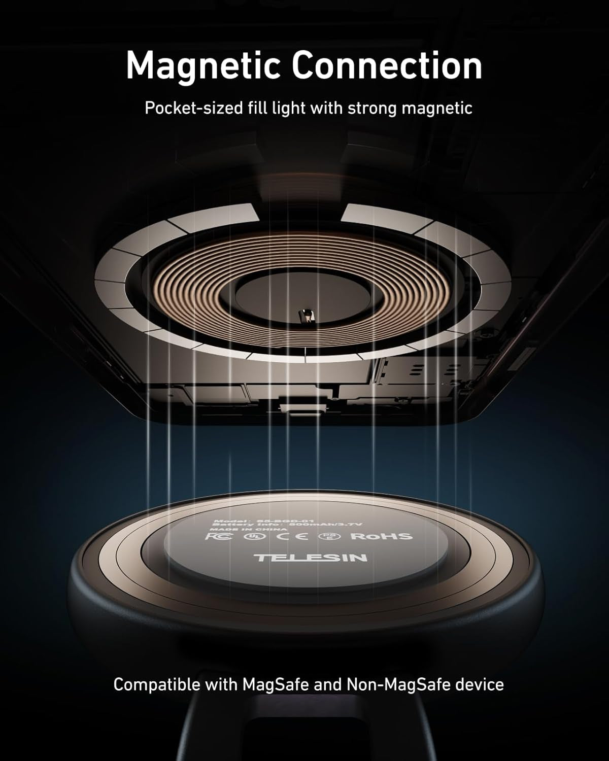 C03 Magnetic Selfie Light, Phone Light Compatible with Iphone Magsafe, CRI97 360° LED Selfie Ring Fill Light with Mirror for Selfies/Photography/Tiktok/Zoom Calls/Video Conference