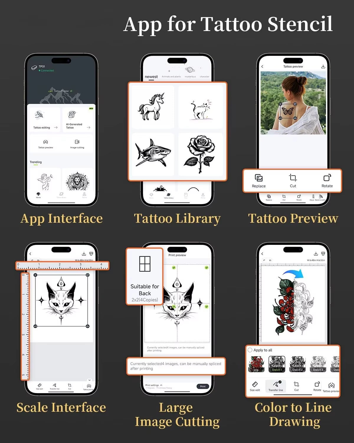 TP31 80Mm Tattoo Stencil Printer Thermal Tattoo Printer with Transfer Paper Wireless Bluetooth Mini Portable Printer DIY Artist